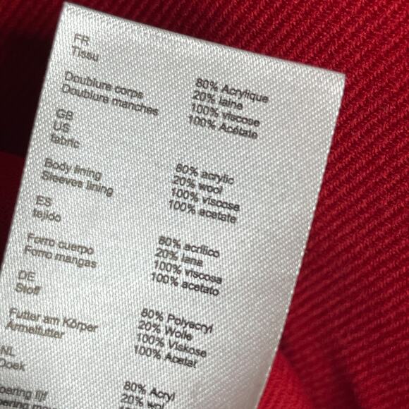 Claudie Pierlot red collarless full zip coat jacket ruffle shoulder 38 US 6 - Picture 10 of 10